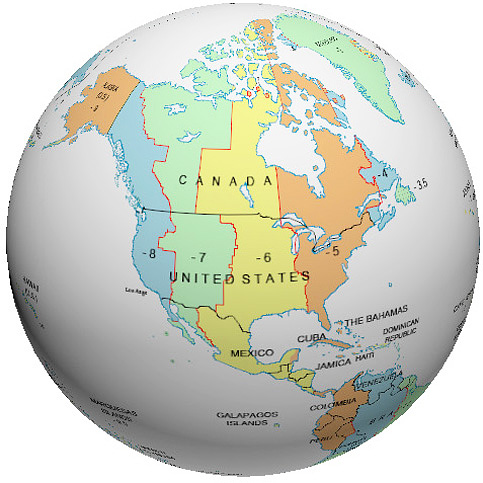 time zone map us and canada. Canada Time Zone Globe
