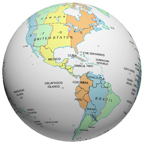 Central America Time Zone Globe