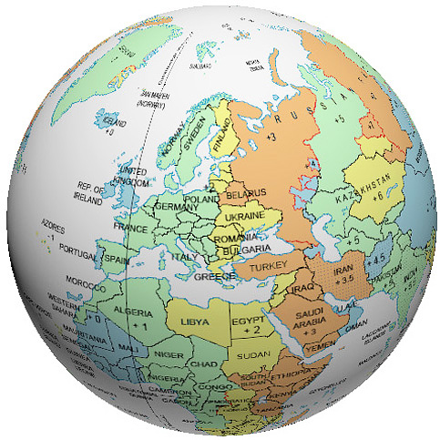 Europe Time Zone Globe