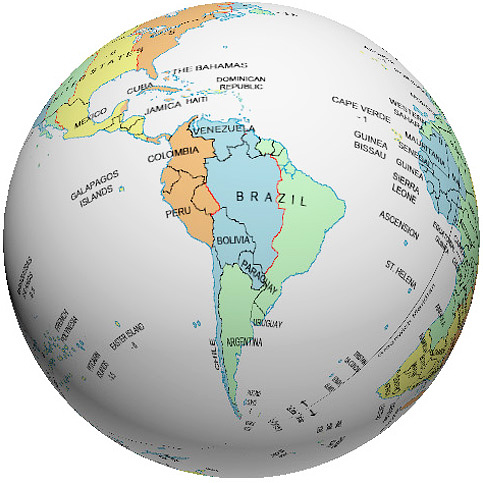 South America Time Zone Globe