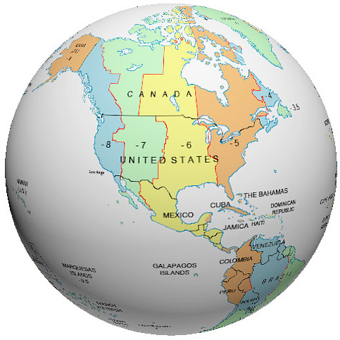 time zone map with times. United States Time Zone Globe