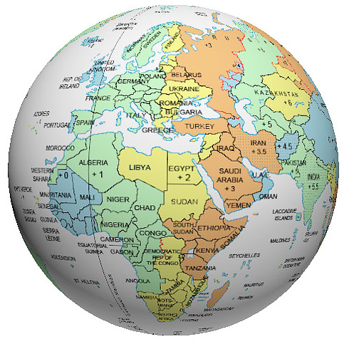 World Time Zone  on World Time Zone Globes