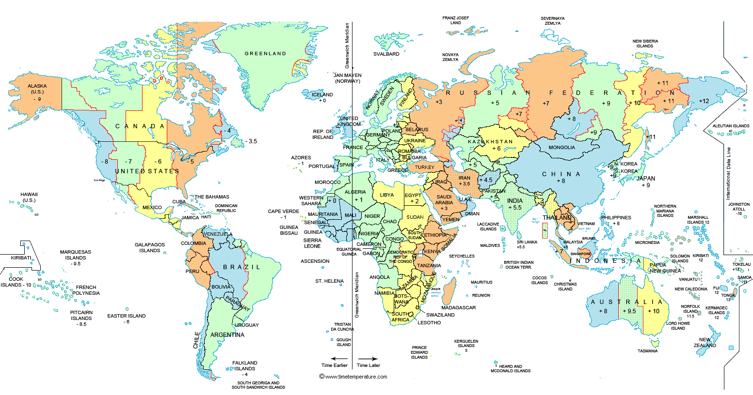 Time Zones Around The World Map