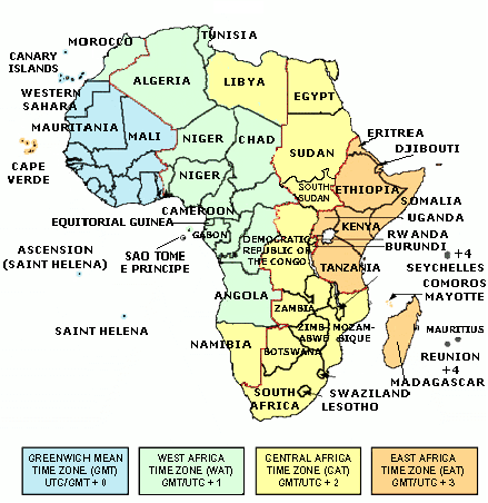map of somalia africa. Africa time zone map