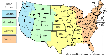 Washington, DC time zone map