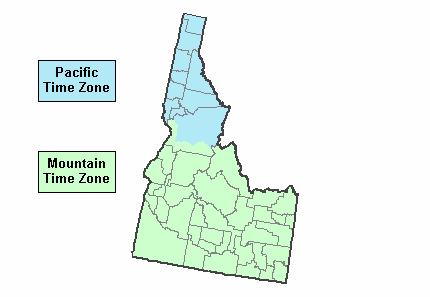 map of us time zones. Idaho time zone by county map