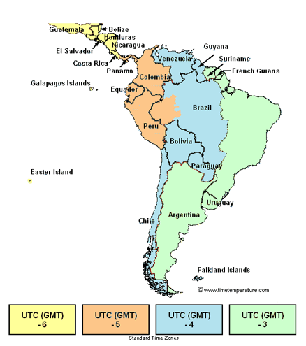 South America time zone map