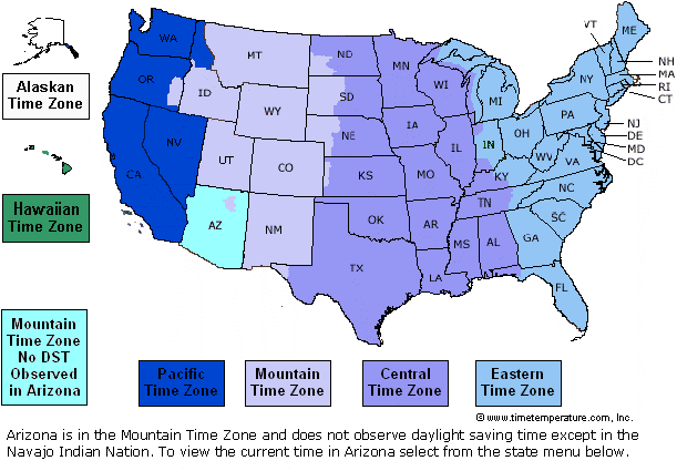 Us Map With Time Zones