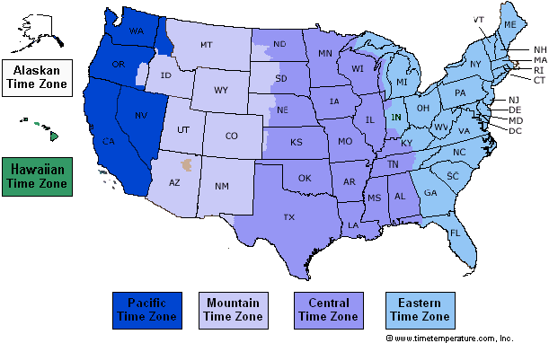 United States Map Time Zone