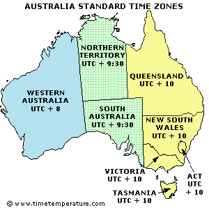 Australia Time Zone Map