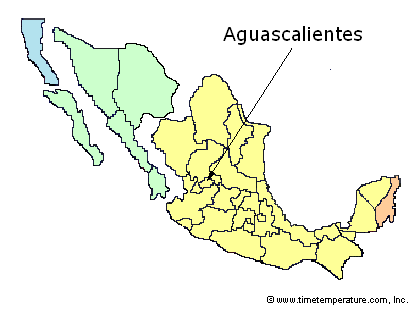 Aguascalientes time zone map