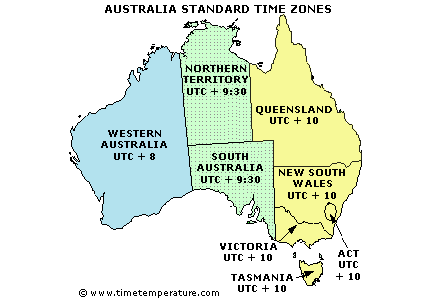 Australia time zone map