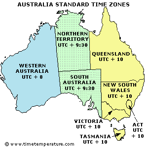 dannelse Stevenson redde Australia Time Zones - Australia Current Time