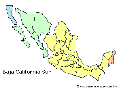 Baja California Sur Mexico time zone map