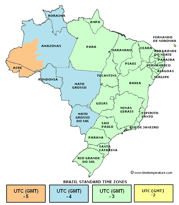 Brazil time zones compared to usa