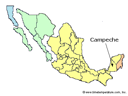 Campeche Mexico time zone map