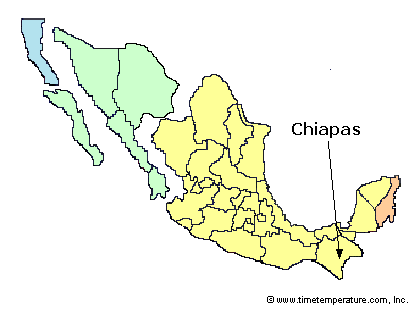 Chiapas Mexico time zone map
