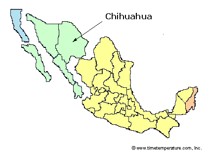 Chihuahua Mexico time zone map