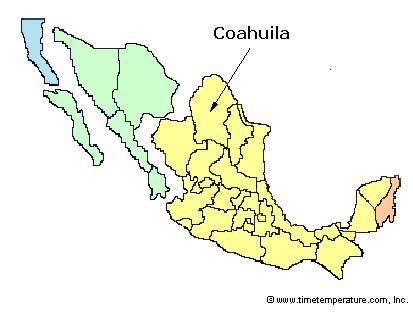 Coahuila Mexico time zone map