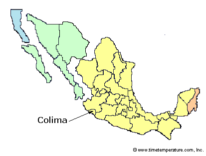 Colima Mexico time zone map