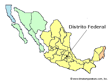 Distrito Federal Mexico time zone map