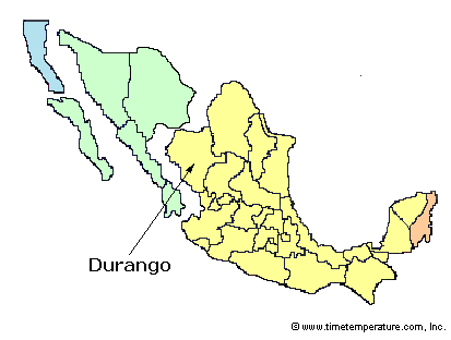 Durango Mexico time zone map