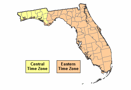 Florida time zone by county map