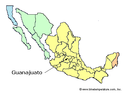 Guanajuato Mexico time zone map