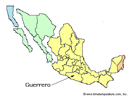 Guerrero Mexico time zone map