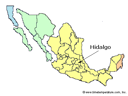 Hidalgo Mexico time zone map