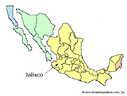Jalisco Mexico time zone map