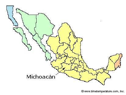 Michoacan Mexico time zone map