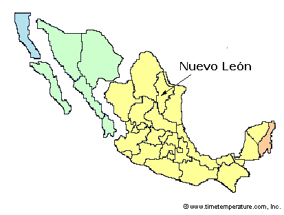 Nuevo Leon Mexico time zone map