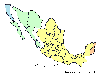 Oaxaca Mexico time zone map