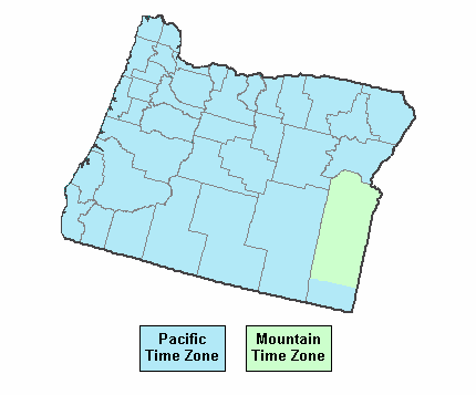 Oregon time zone by county map