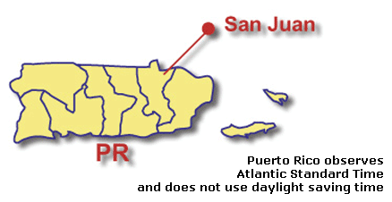 Puerto Rico time zone map