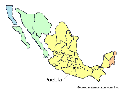 Puebla Mexico time zone map