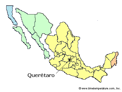 Queretaro Mexico time zone map