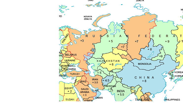 russia time zone map Russia Time Zones Russia Current Time russia time zone map