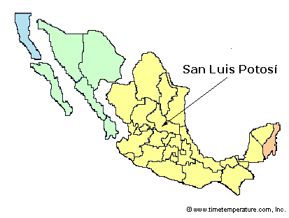 San Luis Potosi Mexico time zone map
