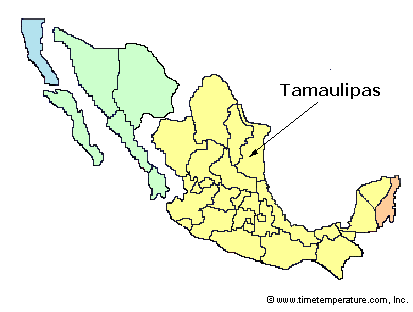 Tamaulipas Mexico time zone map