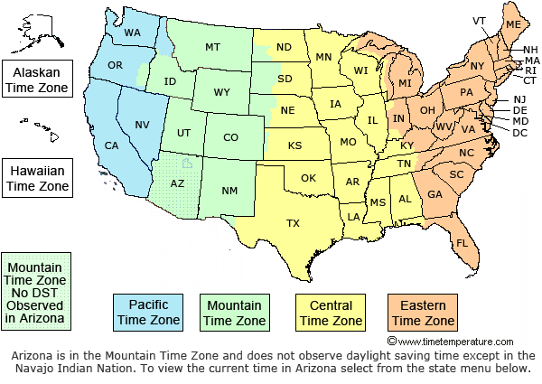 United States Time Zone Boundary Map