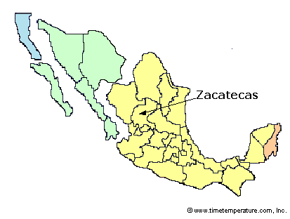 Zacatecas Mexico time zone map